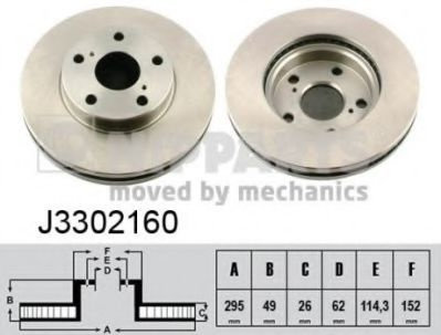 Disc frana TOYOTA AVENSIS combi (ZRT27, ADT27) (2009 - 2016) NIPPARTS J3302160 piesa NOUA