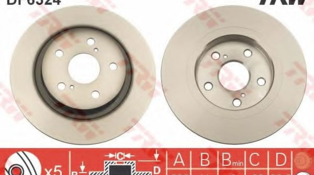 Disc frana TOYOTA AVENSIS combi (ZRT27, ADT27) (2009 - 2016) TRW DF6324 piesa NOUA