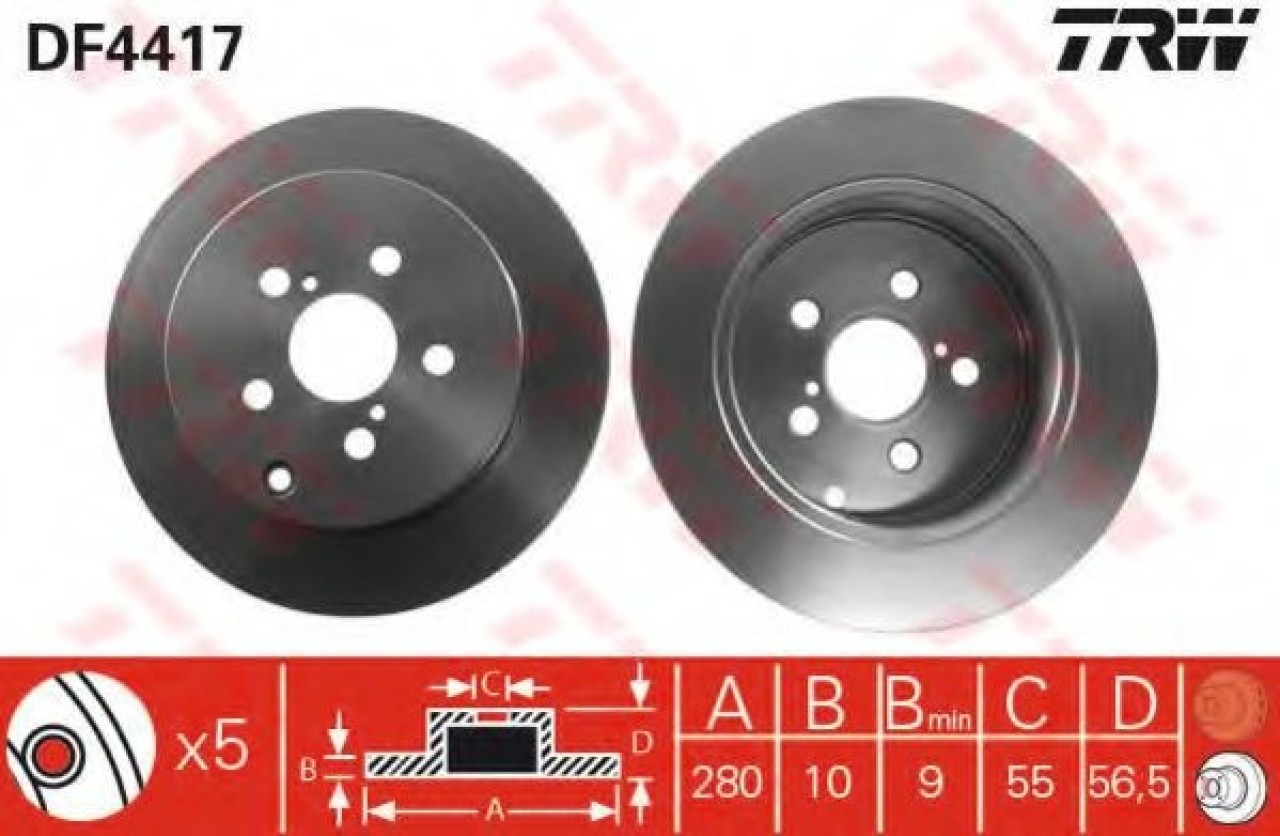 Disc frana TOYOTA AVENSIS (T25) (2003 - 2008) TRW DF4417 piesa NOUA