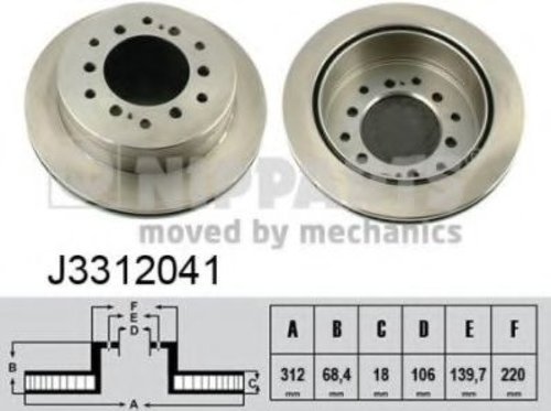 Disc frana TOYOTA HILUX autoturism de teren, inchis (RZN1_, LN1_) (1995 - 2005) NIPPARTS J3312041 pi...