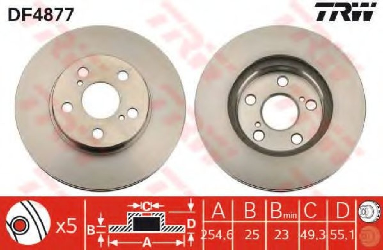 Disc frana TOYOTA PRIUS (ZVW3) (2009 - 2016) TRW DF4877 piesa NOUA