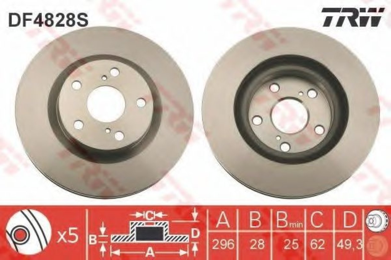 Disc frana TOYOTA RAV 4 IV (WWA4, AVA4, ZSA4, ALA4) (2012 - 2016) TRW DF4828S piesa NOUA