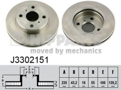 Disc frana TOYOTA YARIS (P1) (1999 - 2005) NIPPARTS J3302151 piesa NOUA