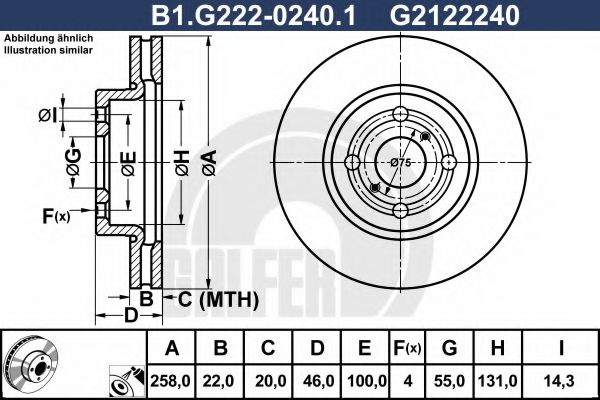 Disc frana TOYOTA YARIS (P13) (2010 - 2016) GALFER B1.G222-0240.1 piesa NOUA