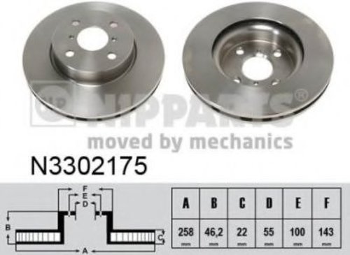 Disc frana TOYOTA YARIS (P13) (2010 - 2016) NIPPARTS N3302175 piesa NOUA