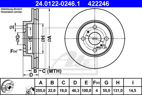 Disc frana TOYOTA YARIS (P9) (2005 - 2013) ATE 24.0122-0246.1 piesa NOUA