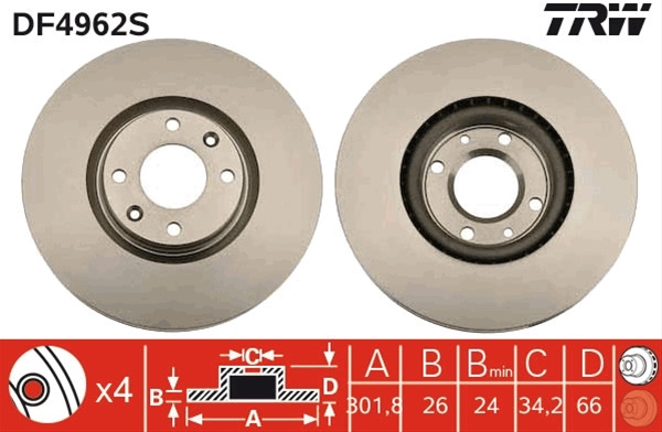 Disc Frana Trw Citroën DF4962S