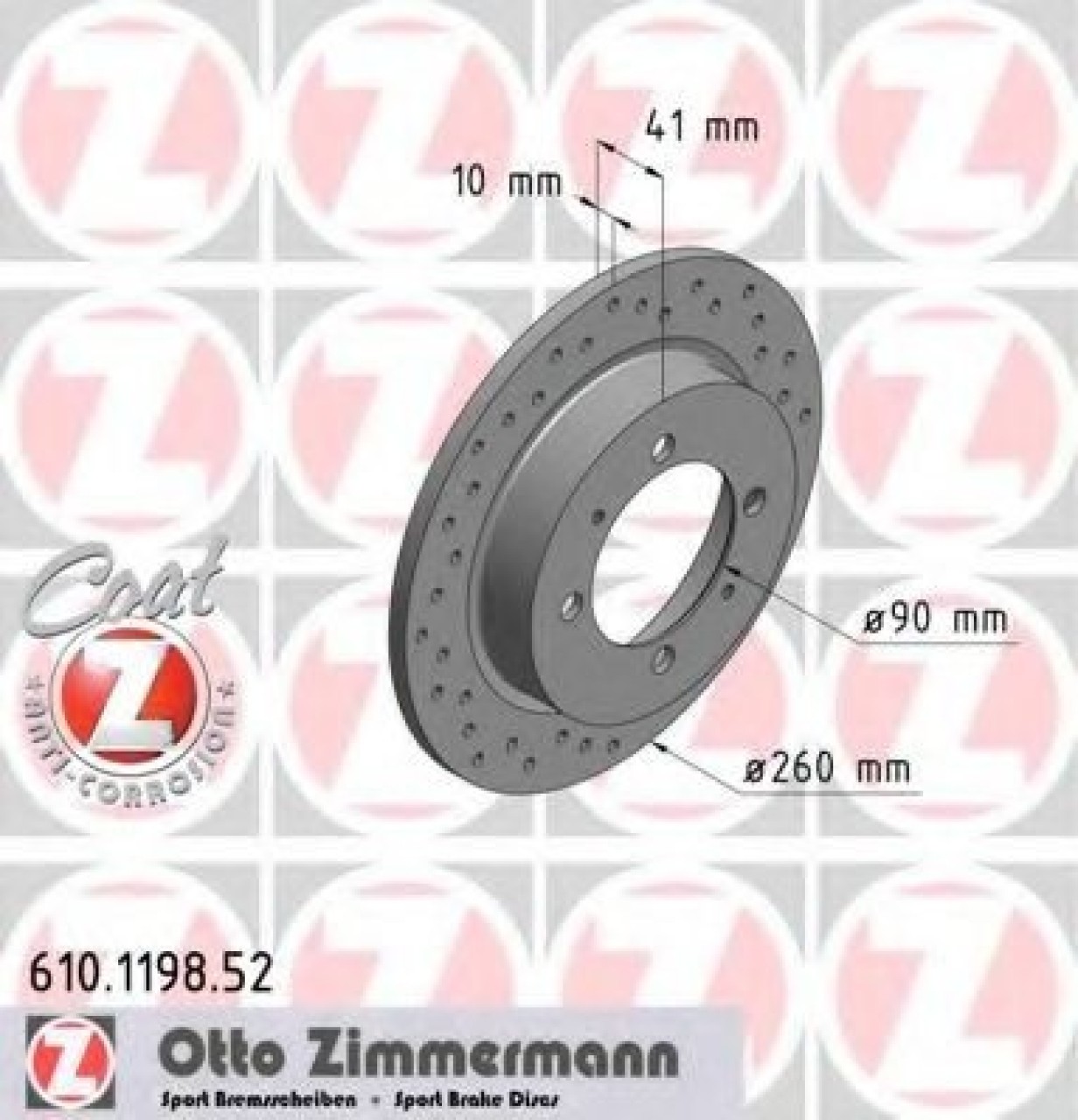 Disc frana VOLVO S40 I (VS) (1995 - 2004) ZIMMERMANN 610.1198.52 piesa NOUA