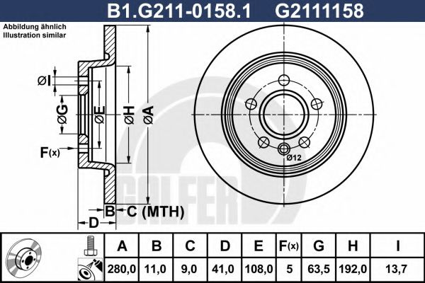 Disc frana VOLVO S40 II (MS) (2004 - 2016) GALFER B1.G211-0158.1 piesa NOUA