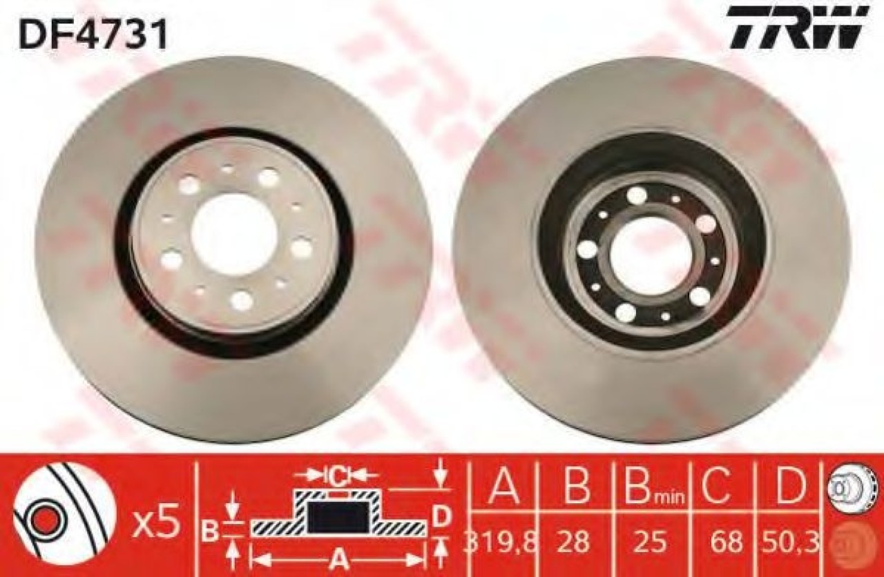 Disc frana VOLVO S60 I (2000 - 2010) TRW DF4731 piesa NOUA