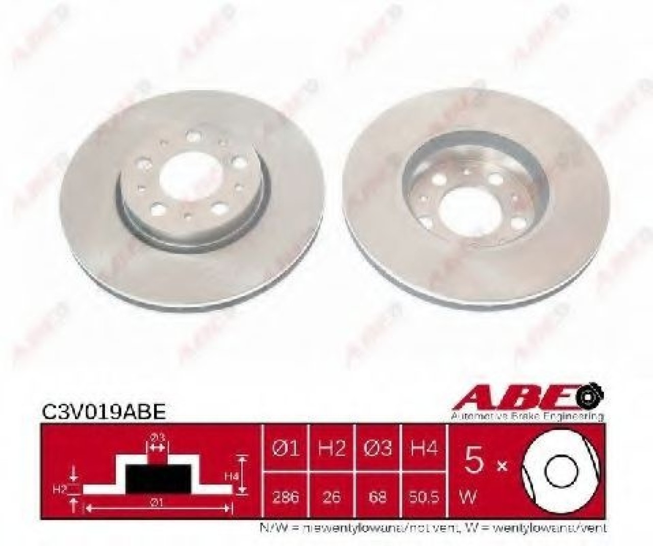 Disc frana VOLVO S80 I (TS, XY) (1998 - 2006) ABE C3V019ABE piesa NOUA