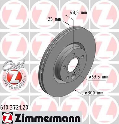 Disc frana VOLVO V40 Hatchback (2012 - 2016) ZIMMERMANN 610.3721.20 piesa NOUA