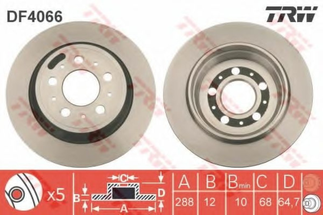 Disc frana VOLVO V70 II (SW) (2000 - 2007) TRW DF4066 piesa NOUA