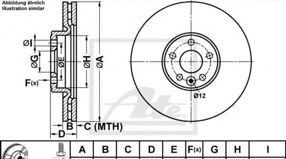 Disc frana VOLVO V70 III (BW) (2007 - 2016) ATE 24.0128-0210.1 piesa NOUA