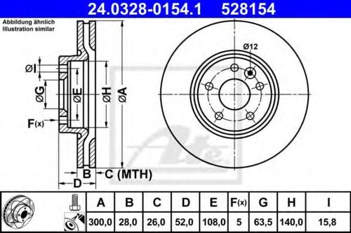 Disc frana VOLVO XC70 II (2007 - 2016) ATE 24.0328-0154.1 piesa NOUA