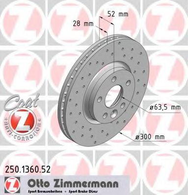 Disc frana VOLVO XC70 II (2007 - 2016) ZIMMERMANN 250.1360.52 piesa NOUA