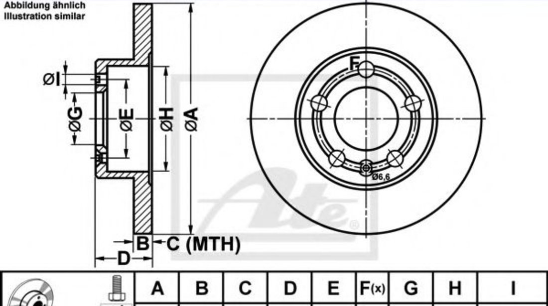 Disc frana VW BORA (1J2) (1998 - 2005) ATE 24.0109-0123.1 piesa NOUA