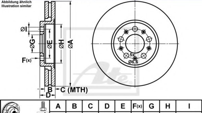 Disc frana VW BORA (1J2) (1998 - 2005) ATE 24.0325-0113.1 piesa NOUA