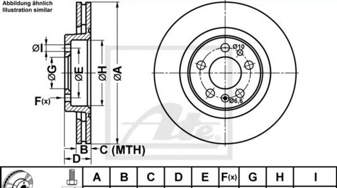 Disc frana VW BORA Combi (1J6) (1999 - 2005) ATE 24.0122-0150.1 piesa NOUA