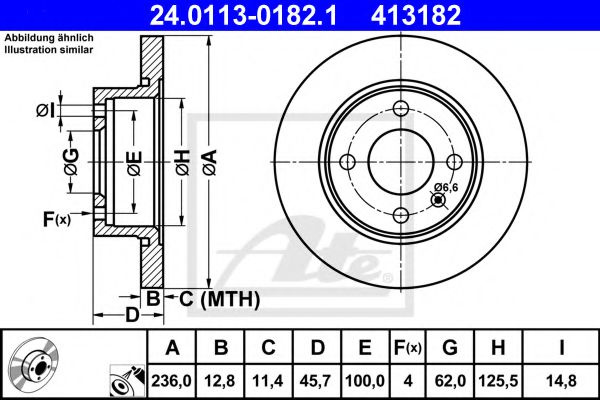 Disc frana VW CADDY II Pick-up (9U7) (1996 - 2000) ATE 24.0113-0182.1 piesa NOUA