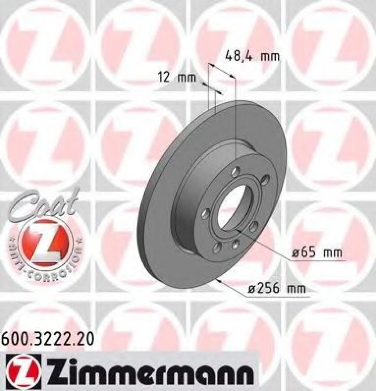 Disc frana VW CADDY III Caroserie (2KA, 2KH, 2CA, 2CH) (2004 - 2016) ZIMMERMANN 600.3222.20 piesa NOUA