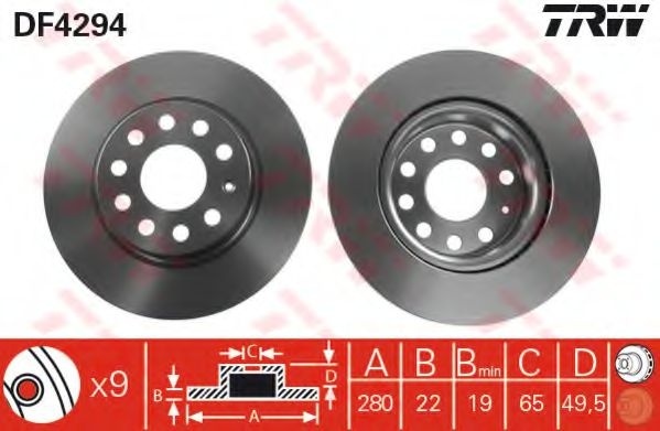 Disc frana VW CADDY III Combi (2KB, 2KJ, 2CB, 2CJ) (2004 - 2016) TRW DF4294 piesa NOUA