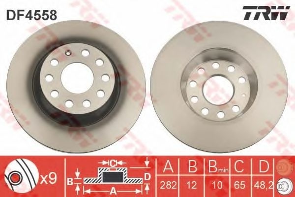 Disc frana VW CC (358) (2011 - 2016) TRW DF4558 piesa NOUA