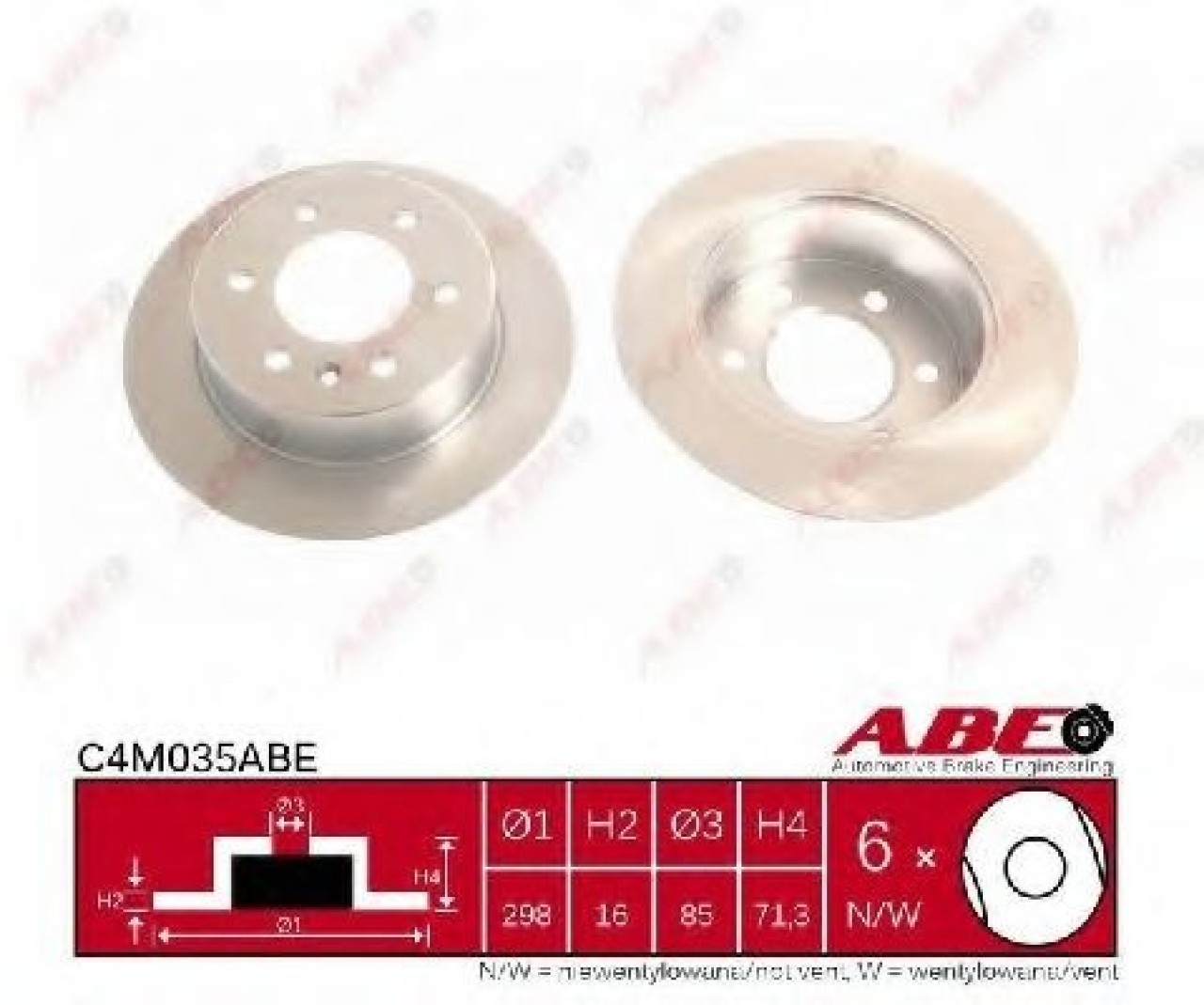 Disc frana VW CRAFTER 30-50 caroserie (2E) (2006 - 2016) ABE C4M035ABE piesa NOUA