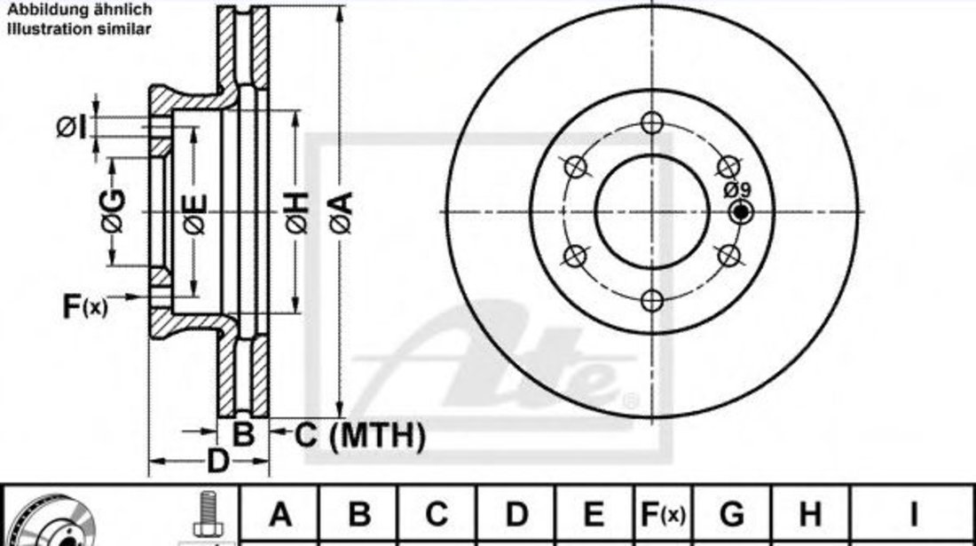 Disc frana VW CRAFTER 30-50 caroserie (2E) (2006 - 2016) ATE 24.0128-0203.1 piesa NOUA