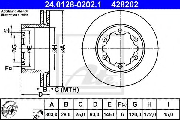 Disc frana VW CRAFTER 30-50 platou / sasiu (2F) (2006 - 2016) ATE 24.0128-0202.1 piesa NOUA