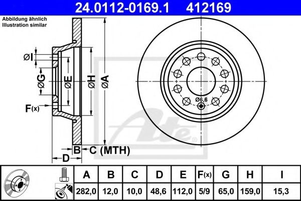 Disc frana VW EOS (1F7, 1F8) (2006 - 2016) ATE 24.0112-0169.1 piesa NOUA