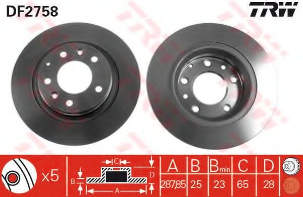 Disc frana VW GOLF III Variant (1H5) (1993 - 1999) TRW DF2758 piesa NOUA