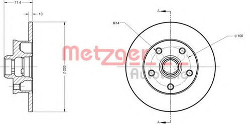 Disc frana VW GOLF III Variant (1H5) (1993 - 1999) METZGER 6110232 piesa NOUA