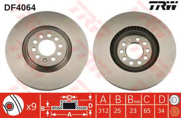 Disc frana VW GOLF IV (1J1) (1997 - 2005) TRW DF4064 piesa NOUA