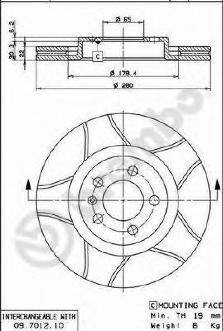 Disc frana VW GOLF IV Variant (1J5) (1999 - 2006) BREMBO 09.7012.75 piesa NOUA