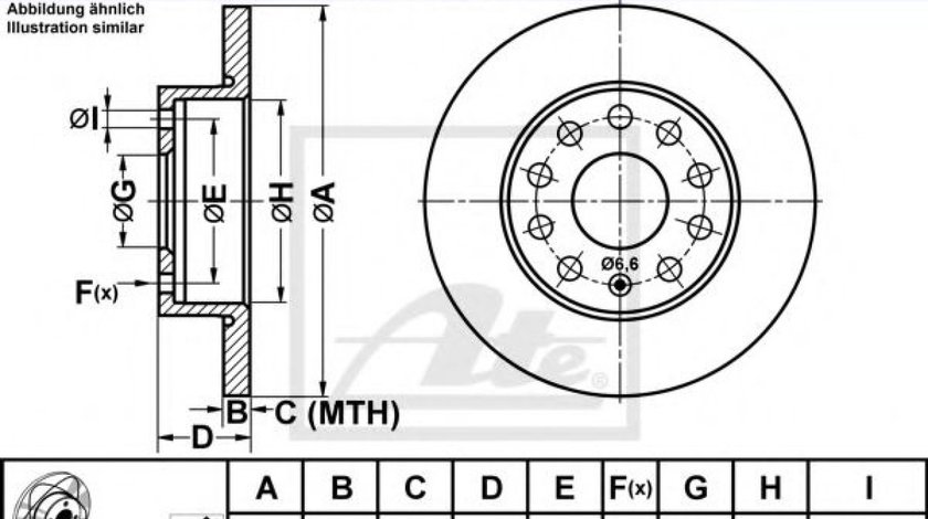 Disc frana VW GOLF V (1K1) (2003 - 2009) ATE 24.0312-0158.1 piesa NOUA