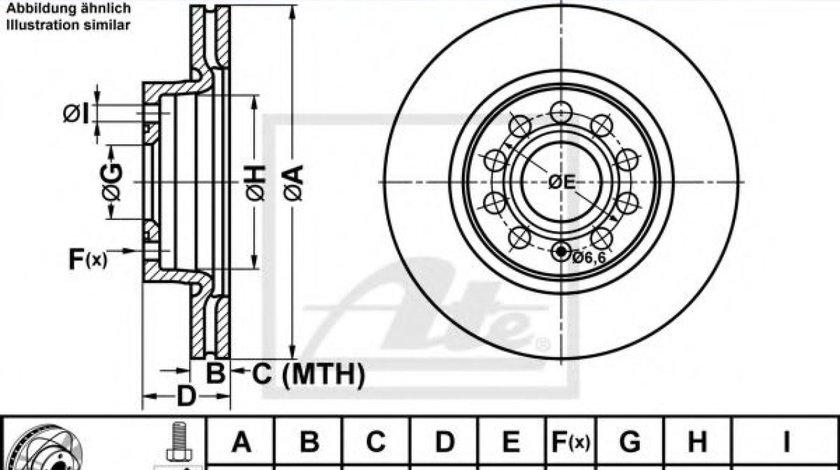 Disc frana VW GOLF V (1K1) (2003 - 2009) ATE 24.0322-0210.1 piesa NOUA