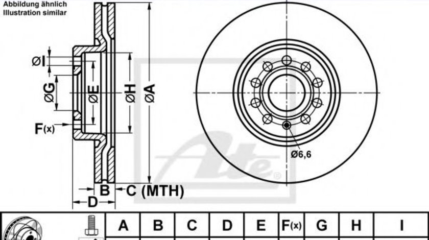 Disc frana VW GOLF V (1K1) (2003 - 2009) ATE 24.0325-0158.1 piesa NOUA