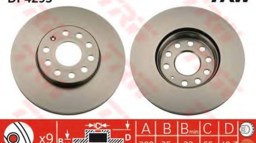 Disc frana VW GOLF VI (5K1) (2008 - 2013) TRW DF4295 piesa NOUA