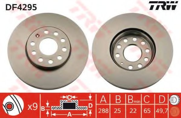 Disc frana VW GOLF VII (5G1, BE1) (2012 - 2016) TRW DF4295 piesa NOUA