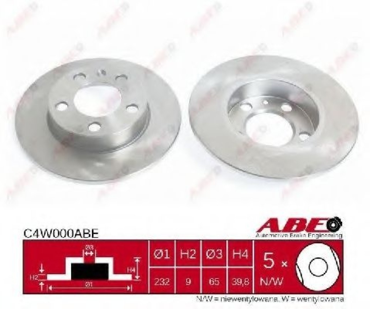 Disc frana VW NEW BEETLE Cabriolet (1Y7) (2002 - 2010) ABE C4W000ABE piesa NOUA