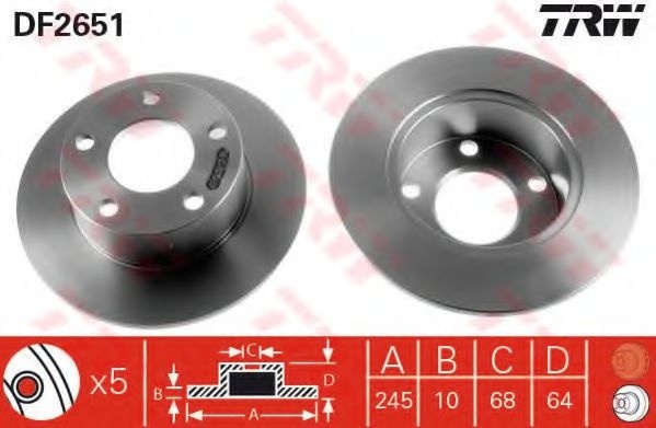 Disc frana VW PASSAT (3B3) (2000 - 2005) TRW DF2651 piesa NOUA