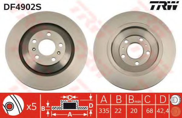 Disc frana VW PHAETON (3D) (2002 - 2016) TRW DF4902S piesa NOUA