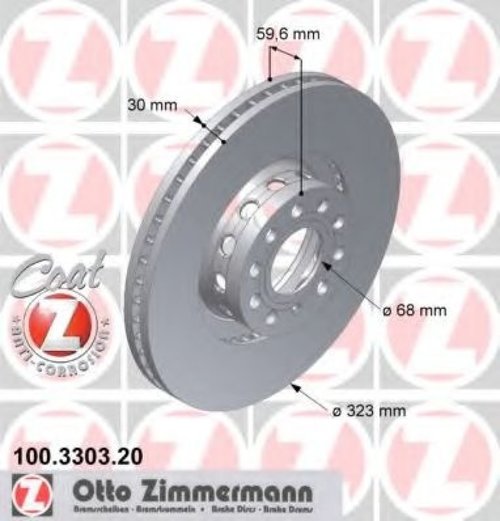 Disc frana VW PHAETON (3D) (2002 - 2016) ZIMMERMANN 100.3303.20 piesa NOUA