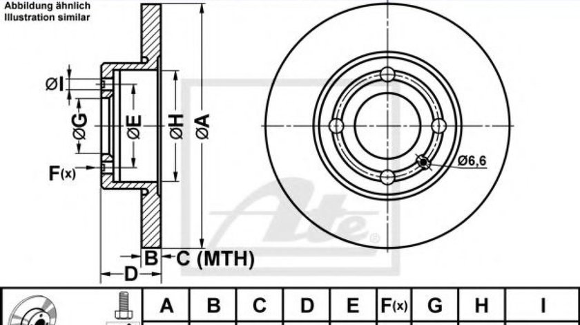 Disc frana VW POLO (6N1) (1994 - 1999) ATE 24.0110-0232.1 piesa NOUA