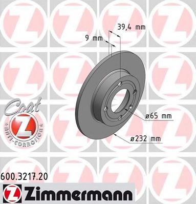 Disc frana VW POLO Variant (6KV5) (1997 - 2001) ZIMMERMANN 600.3217.20 piesa NOUA