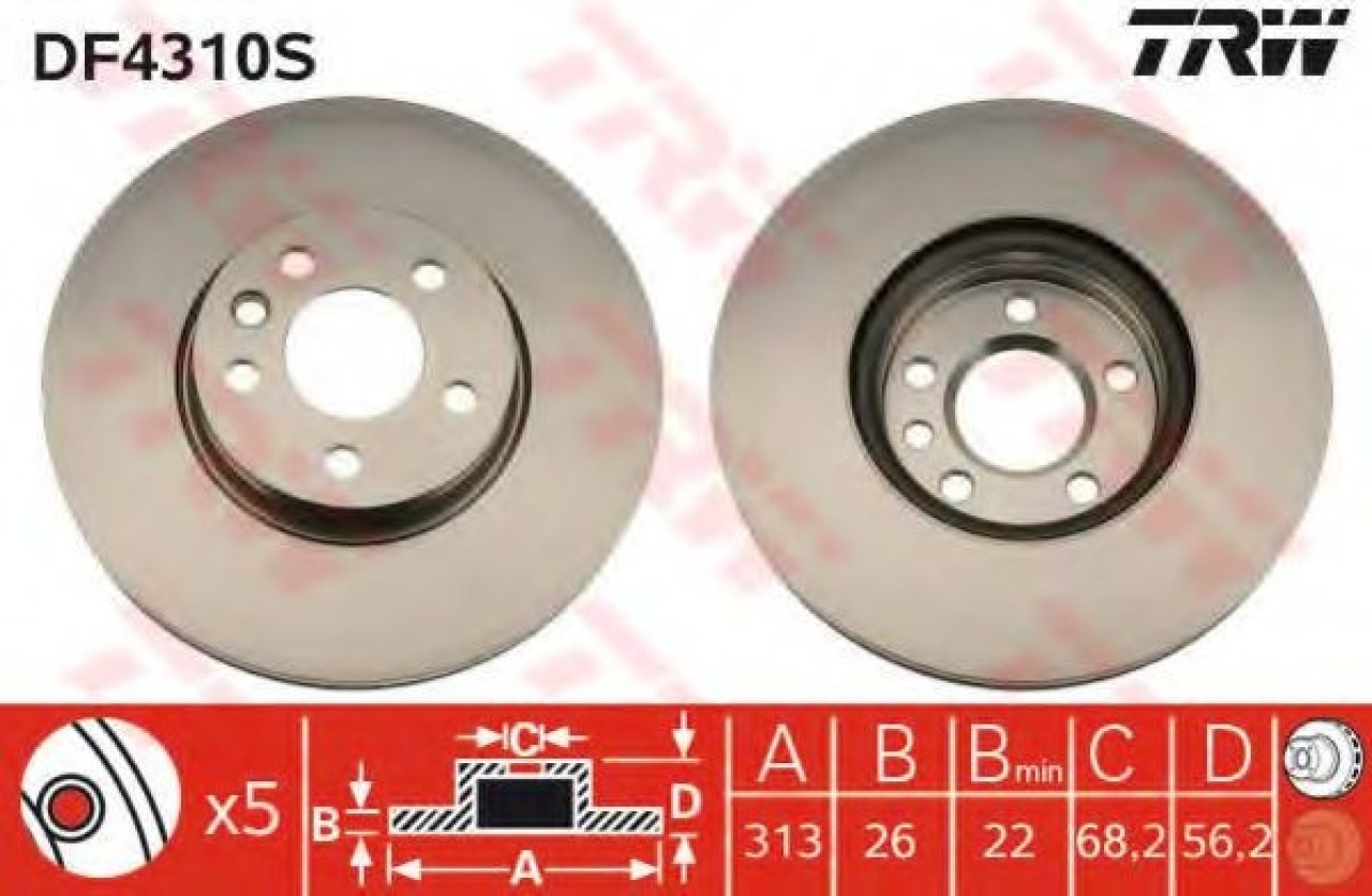 Disc frana VW SHARAN (7M8, 7M9, 7M6) (1995 - 2010) TRW DF4310S piesa NOUA