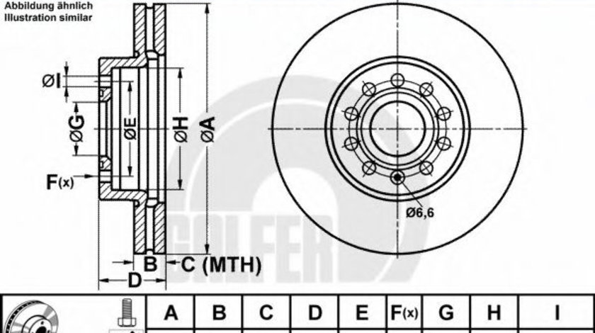 Disc frana VW TOURAN (1T3) (2010 - 2015) GALFER B1.G225-0145.1 piesa NOUA