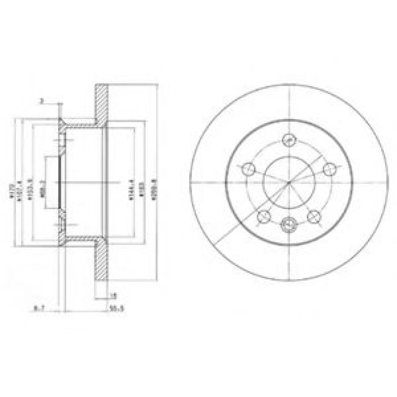 Disc frana VW TRANSPORTER IV bus (70XB, 70XC, 7DB, 7DW, 7DK) (1990 - 2003) DELPHI BG2716 piesa NOUA