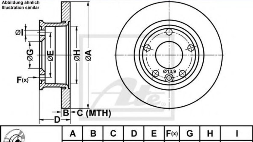 Disc frana VW TRANSPORTER IV platou / sasiu (70XD) (1990 - 2003) ATE 24.0116-0108.1 piesa NOUA